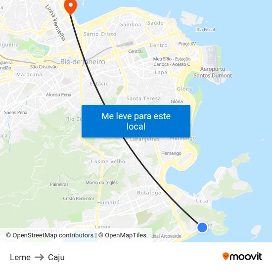 Leme to Caju map