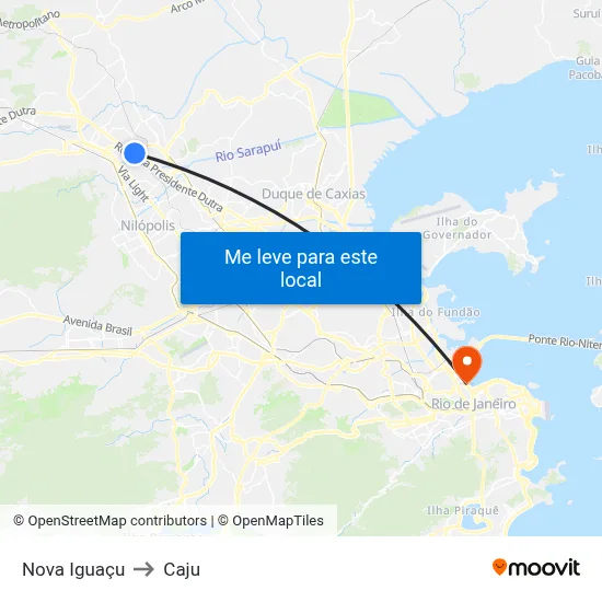 Nova Iguaçu to Caju map