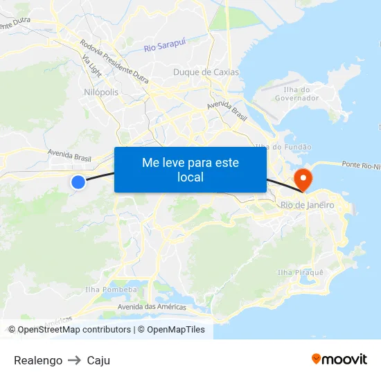 Realengo to Caju map