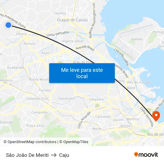 São João De Meriti to Caju map