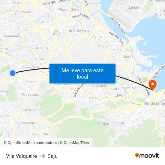 Vila Valqueire to Caju map