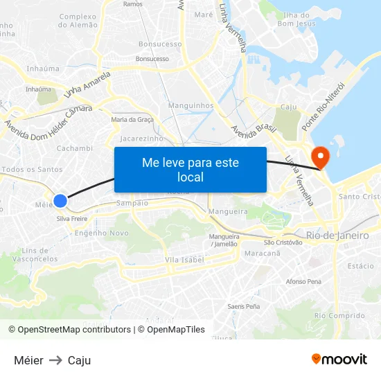 Méier to Caju map
