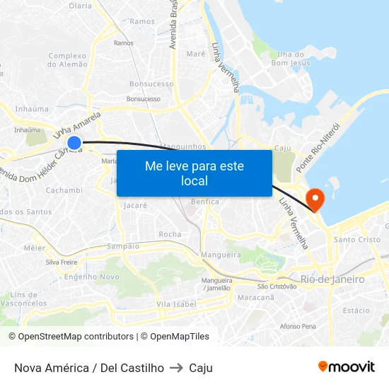 Nova América / Del Castilho to Caju map
