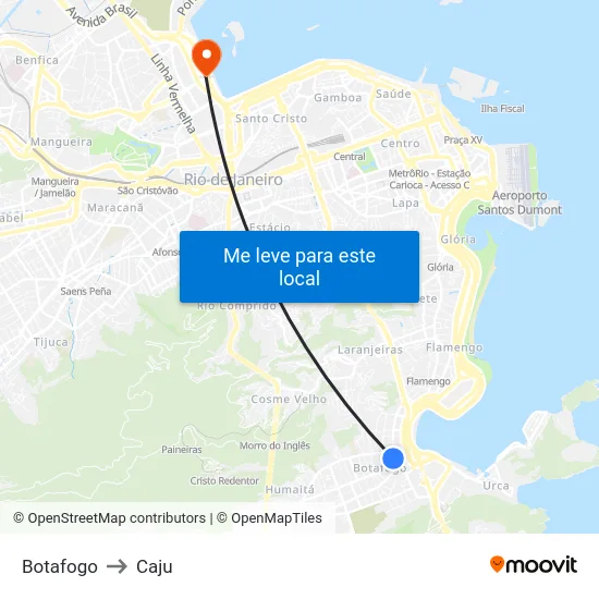 Botafogo to Caju map