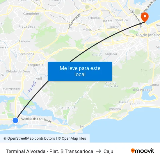 Terminal Alvorada - Plat. B Transcarioca to Caju map