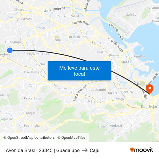 Avenida Brasil, 23345 | Guadalupe to Caju map