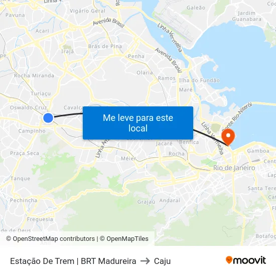 Estação De Trem | BRT Madureira to Caju map