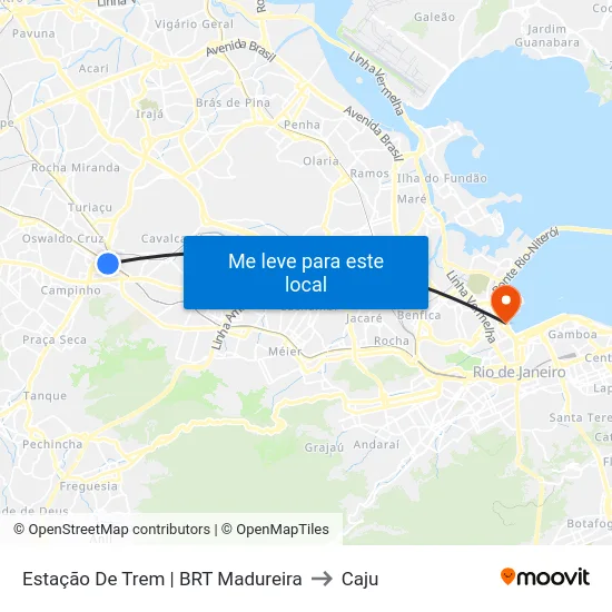 Estação De Trem | BRT Madureira to Caju map