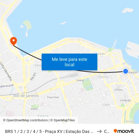 BRS 1 / 2 / 3 / 4 / 5 - Praça XV | Estação Das Barcas to Caju map