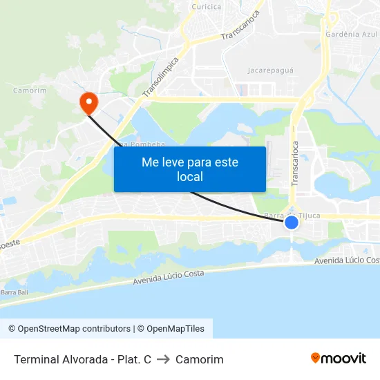 Terminal Alvorada - Plat. C to Camorim map