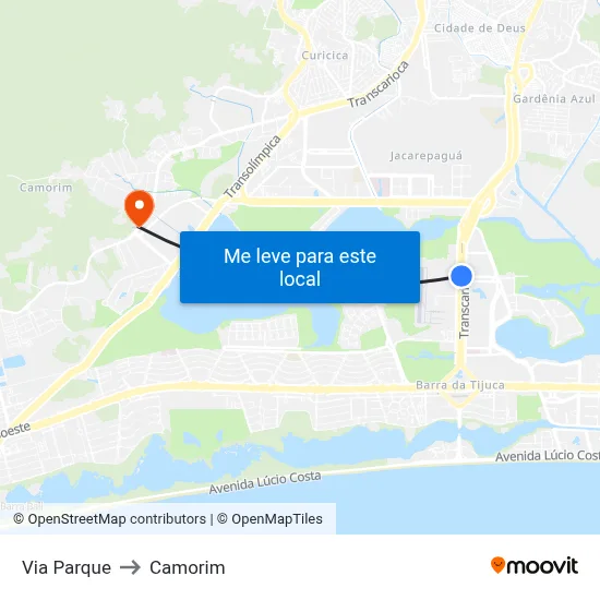 Via Parque to Camorim map