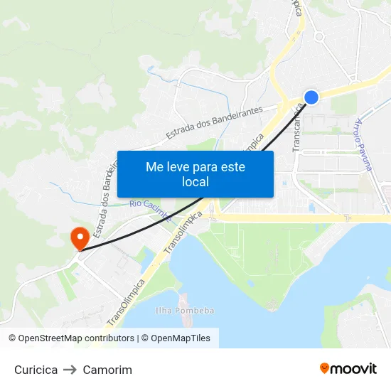 Curicica to Camorim map