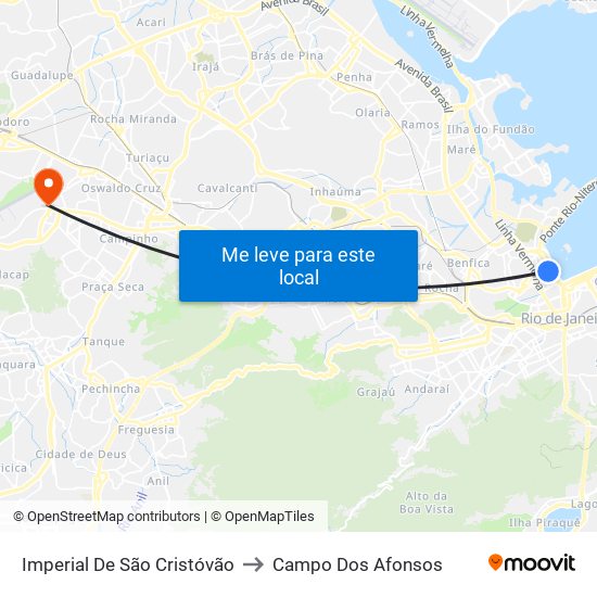 Imperial De São Cristóvão to Campo Dos Afonsos map