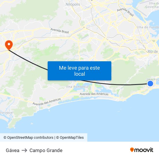 Gávea to Campo Grande map