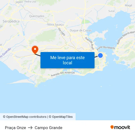 Praça Onze to Campo Grande map