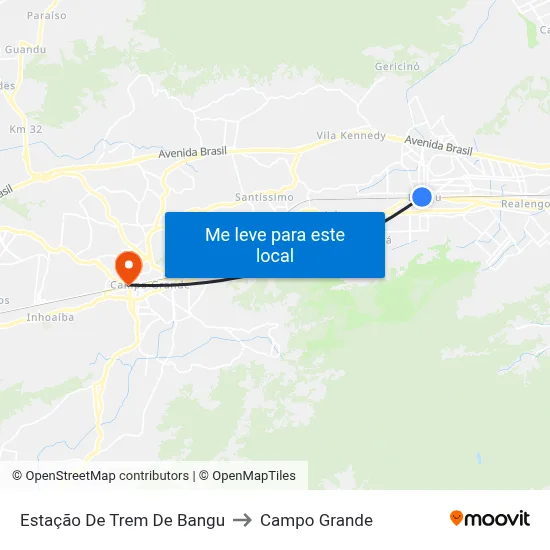 Estação De Trem De Bangu to Campo Grande map