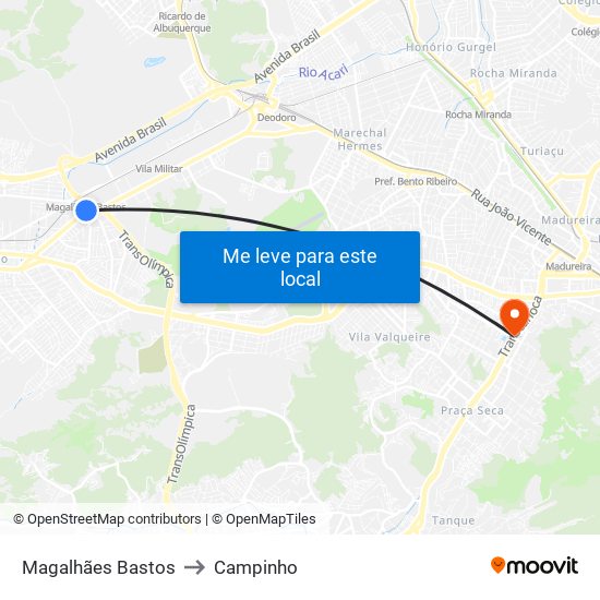 Magalhães Bastos to Campinho map