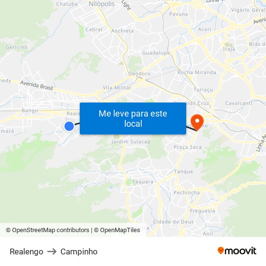 Realengo to Campinho map