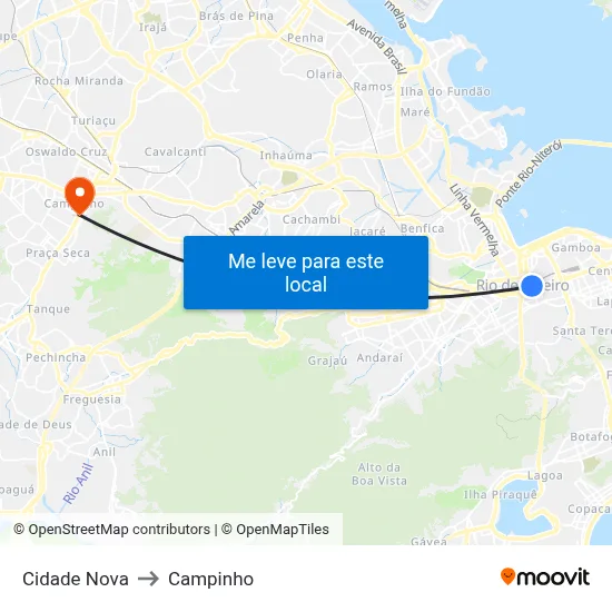 Cidade Nova to Campinho map