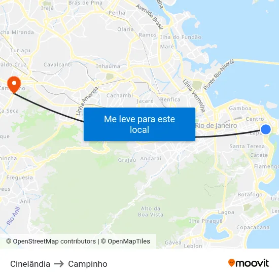 Cinelândia to Campinho map