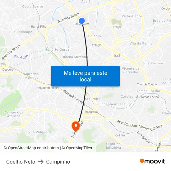 Coelho Neto to Campinho map