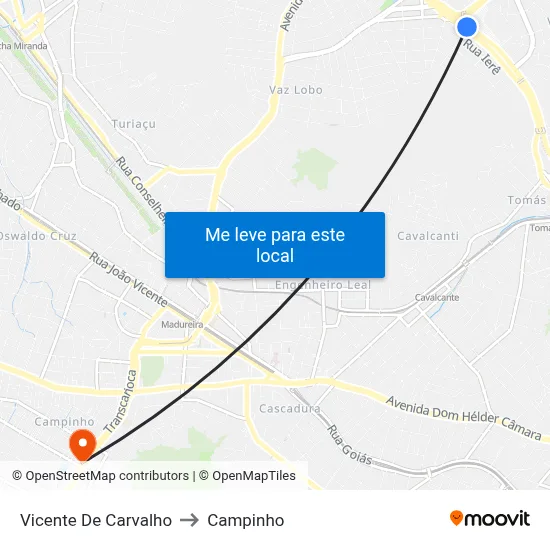 Vicente De Carvalho to Campinho map