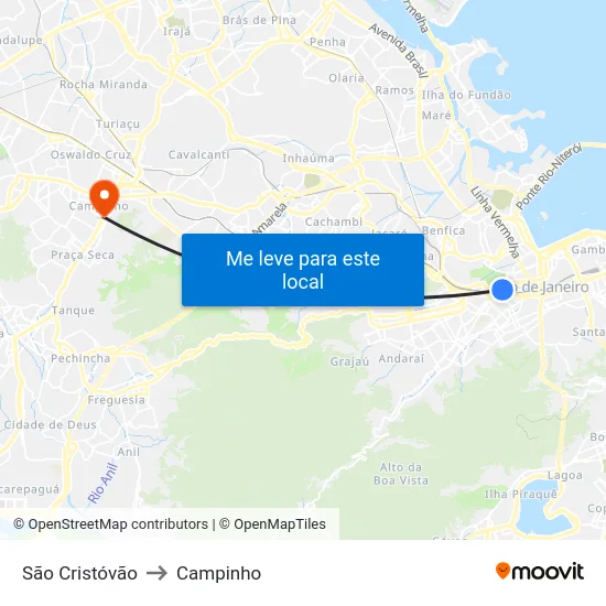 São Cristóvão to Campinho map