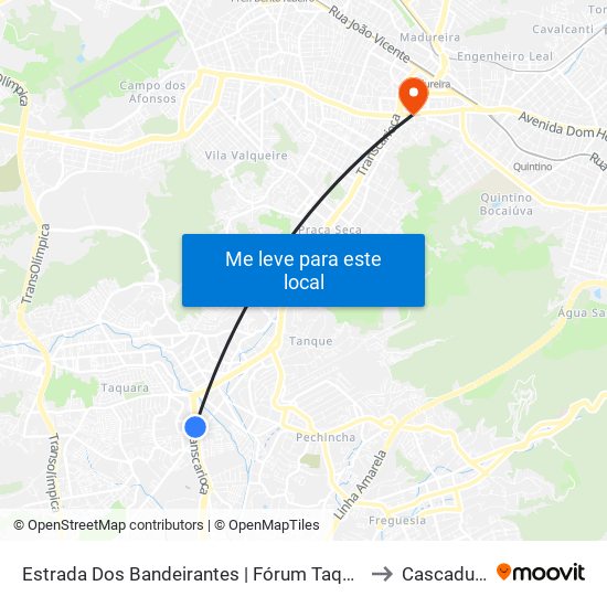 Estrada Dos Bandeirantes | Fórum Taquara to Cascadura map