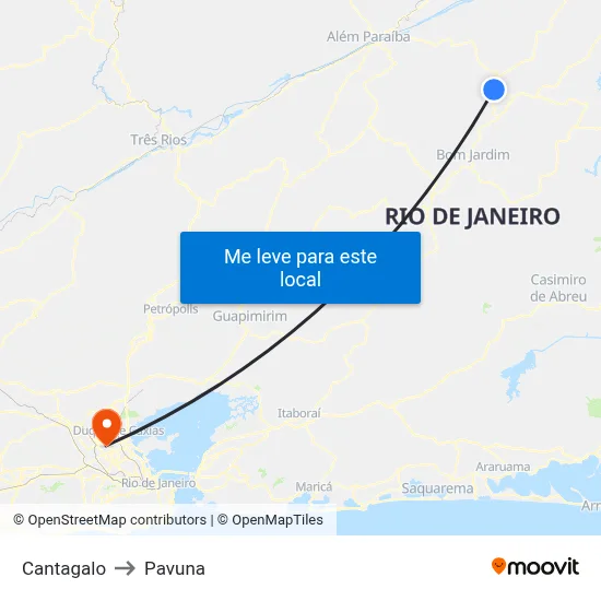 Cantagalo to Pavuna map