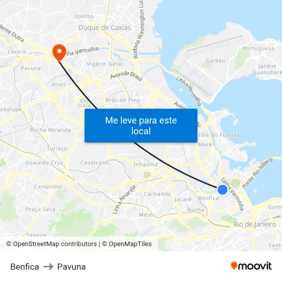 Benfica to Pavuna map