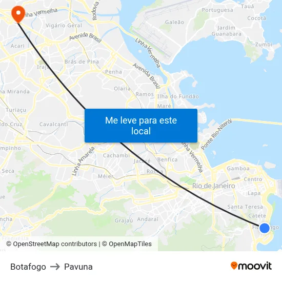 Botafogo to Pavuna map