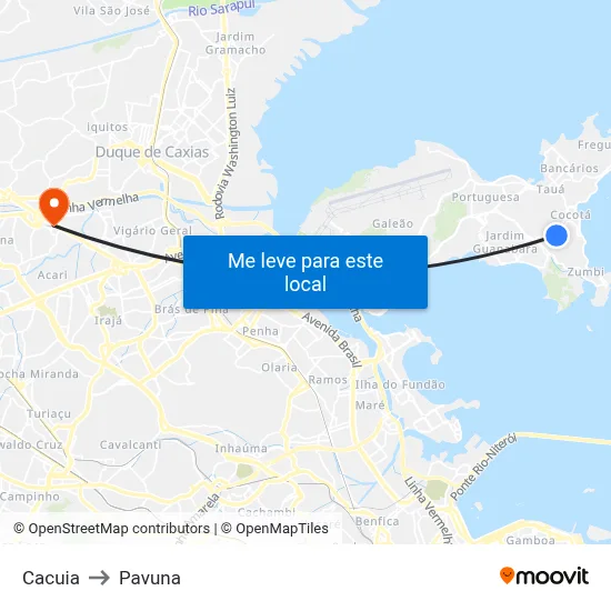 Cacuia to Pavuna map
