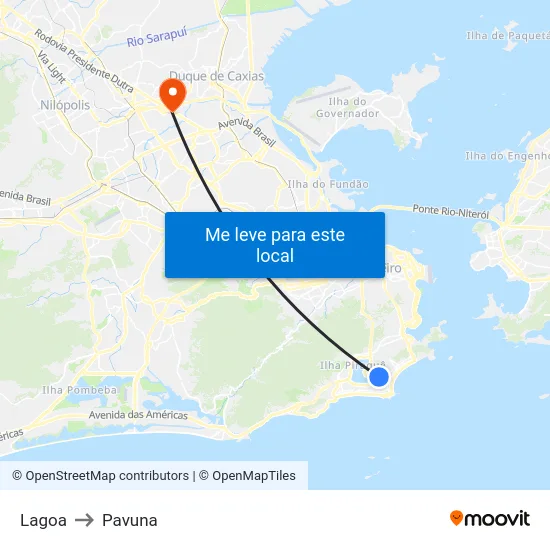 Lagoa to Pavuna map
