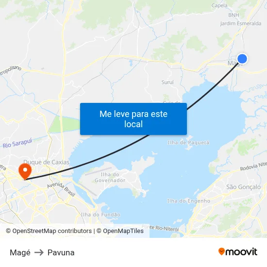 Magé to Pavuna map