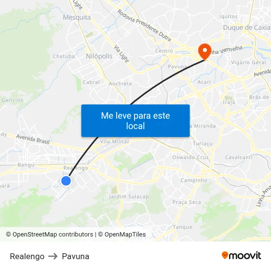 Realengo to Pavuna map