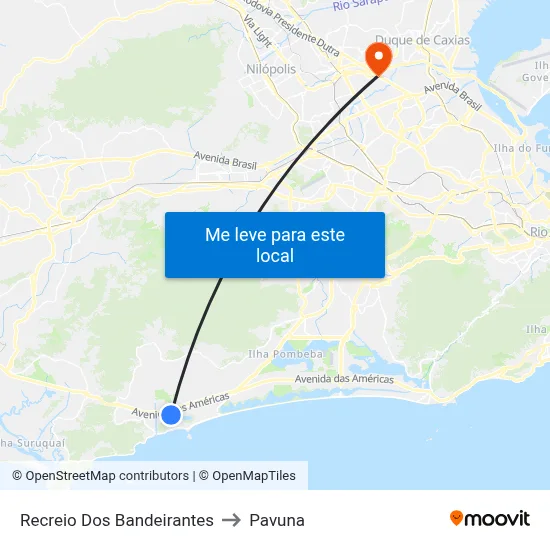 Recreio Dos Bandeirantes to Pavuna map