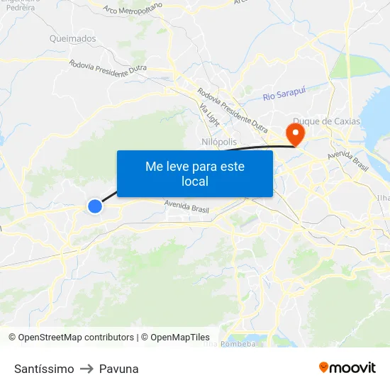 Santíssimo to Pavuna map
