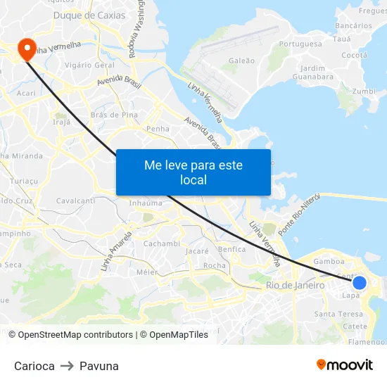 Carioca to Pavuna map