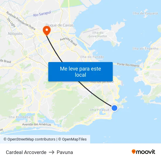 Cardeal Arcoverde to Pavuna map