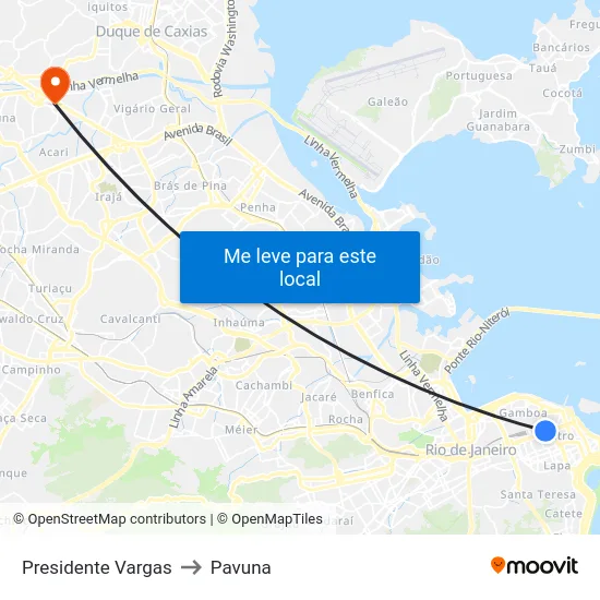 Presidente Vargas to Pavuna map