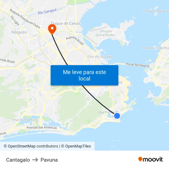 Cantagalo to Pavuna map