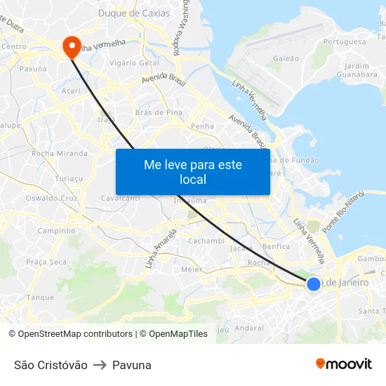 São Cristóvão to Pavuna map