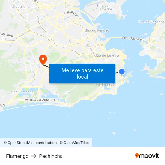 Flamengo to Pechincha map