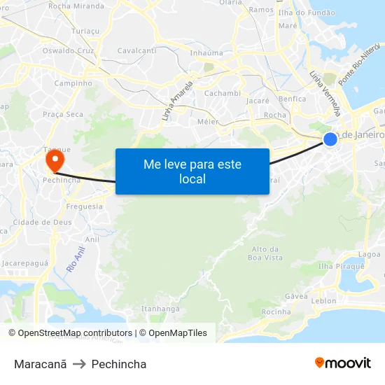 Maracanã to Pechincha map