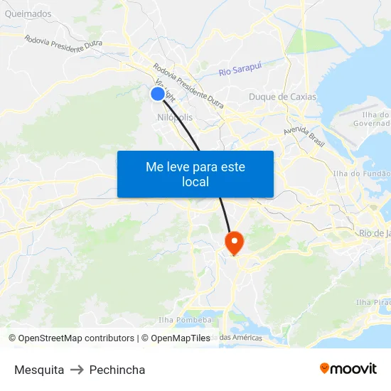 Mesquita to Pechincha map