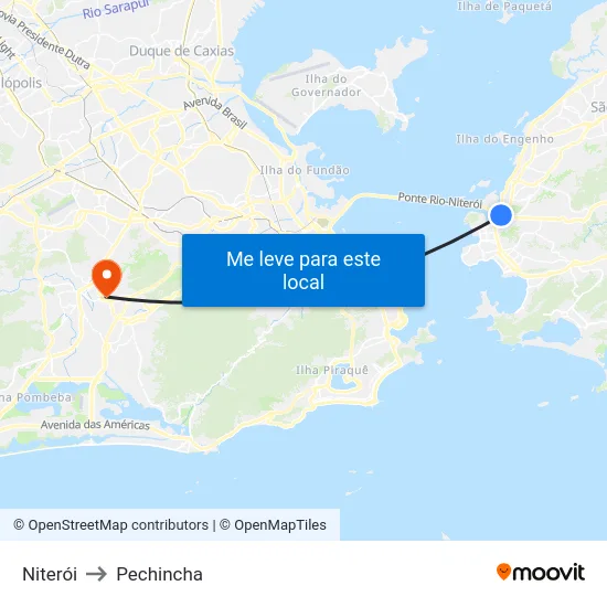 Niterói to Pechincha map