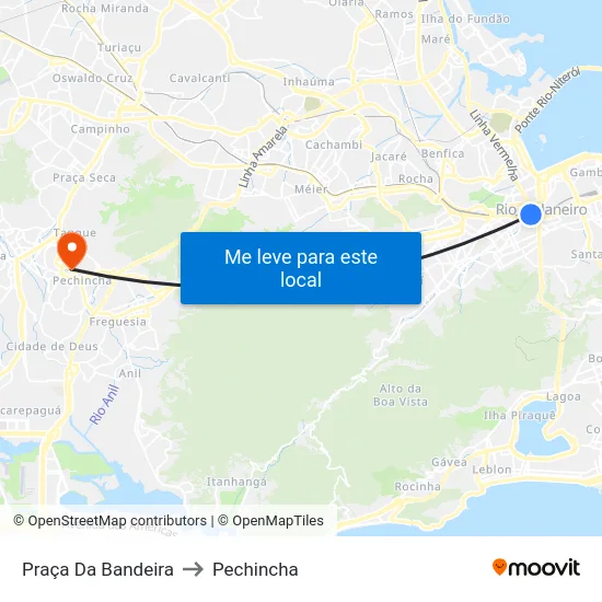 Praça Da Bandeira to Pechincha map