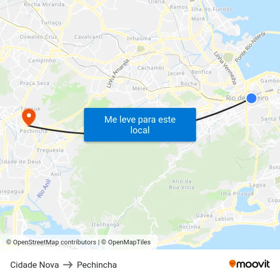Cidade Nova to Pechincha map