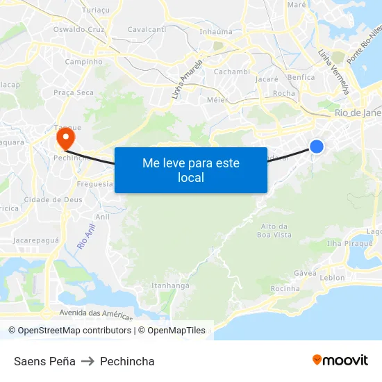 Saens Peña to Pechincha map