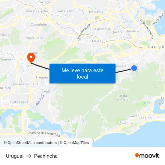 Uruguai to Pechincha map